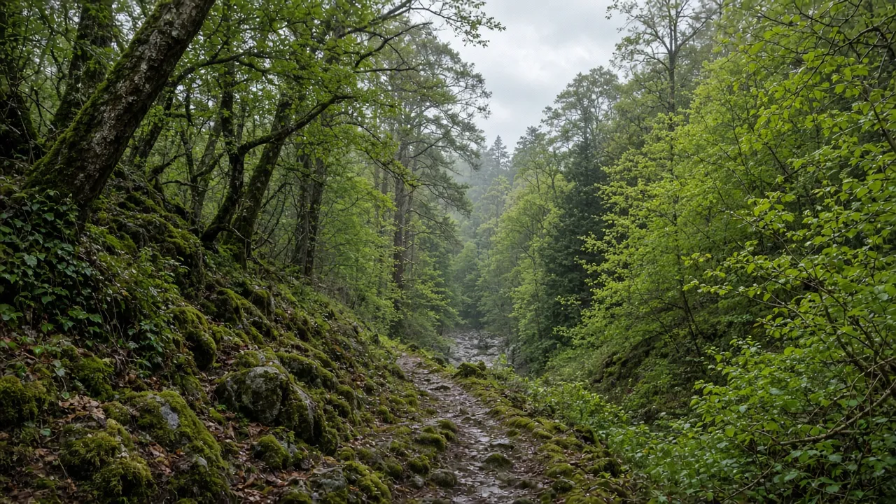 Calderglen woodland near East Kilbride, South Lanarkshire (illustrative)
