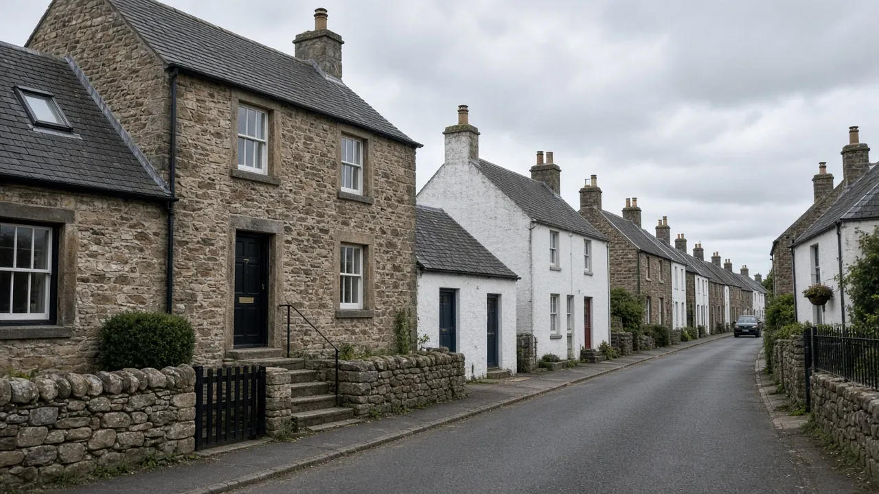 Older village street in East Kilbride, South Lanarkshire (illustrative)